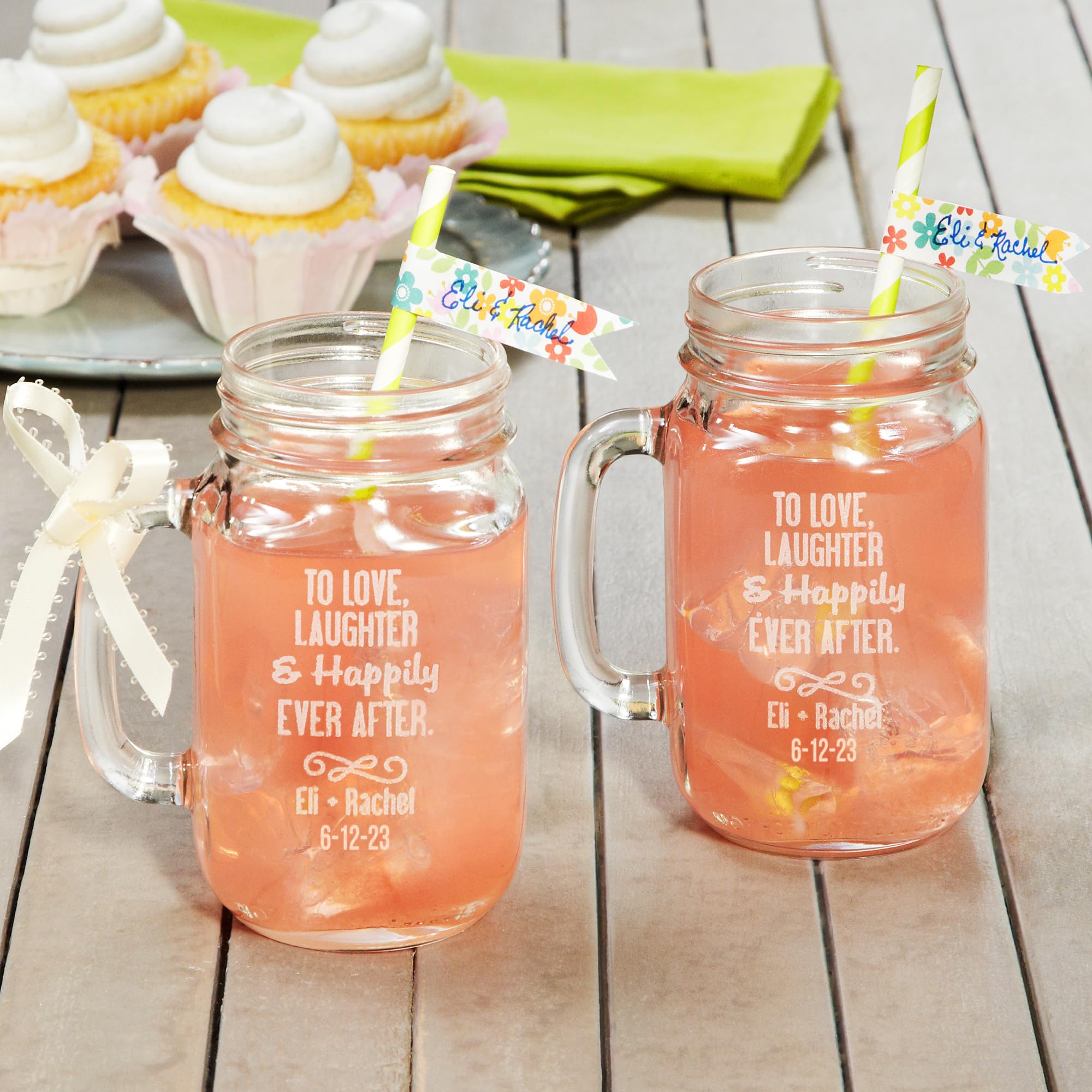 Let's Make Memories Personalized Happily Ever After Glass Mason Jars-Rustic Wedding Gift- Set of 2