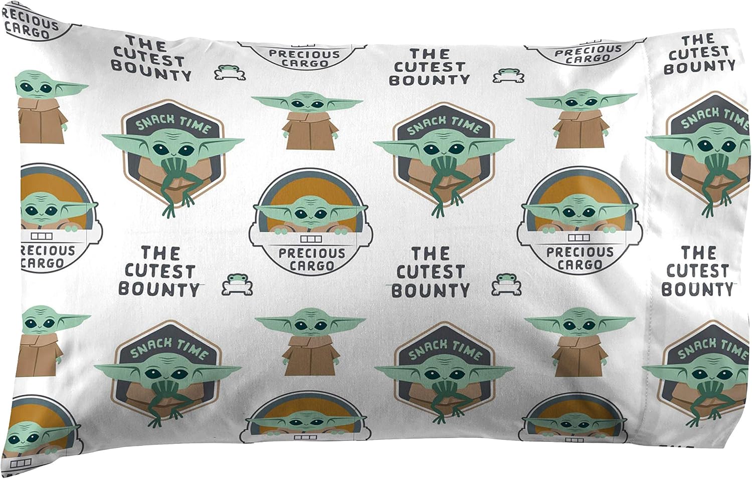 Jay Franco Kids Sheet Cartoon Set with Fitted, Flat Sheets & Pillow Cover - Ultra-Soft Bedding with Pillowcase for Room Decor, White - Mandalorian, 4 Piece Full - Image 2