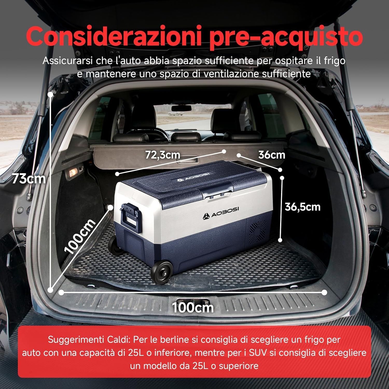 AAOBOSI 36 Litri Frigo Portatile Doppia Zona, Frigorifero Auto -20 ℃ a 20 ℃, Frigo Campeggio con APP, 12/24 V DC e 100/240 V AC Frigorifero Portatile Per Auto,Camion,Camper,Barca,Campeggio,Viaggi,Casa