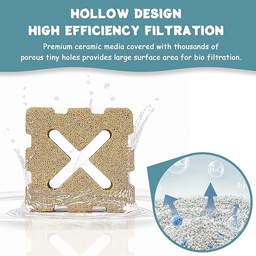 Miniatura 3 de SHIGATSU Medios de filtro para acuario, paquete de 15 filtros biológicos de cerámica para acuario para agua salada y estanque de agua dulce