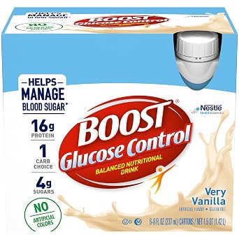 Boost Glucose Control Balanced Nutritional Drink, Vanilla Delight, 8 oz, 6 CT Pack of 1