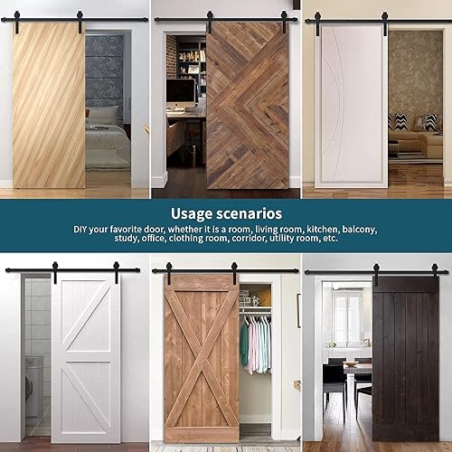 Miniatura 4 de Homlux - Kit de herrajes para puerta corrediza de granero de alta resistencia, suaves y silenciosos, simples y fáciles de instalar, se ajustan a