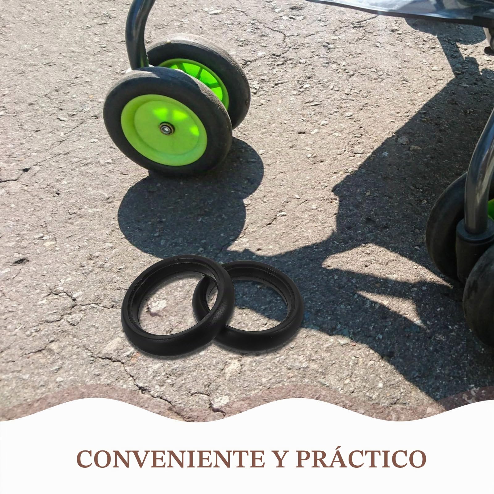GLEAVI 2 Neumáticos de Goma para Cochecito de Ñiño Excelente Agarre y Estabilidad, Ruedas de Repuesto Negras para Reparación y Actualización de Carritos