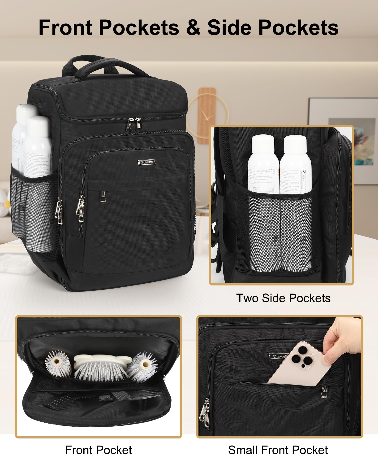 Relavel Large Black Barber Travel Backpack Bag