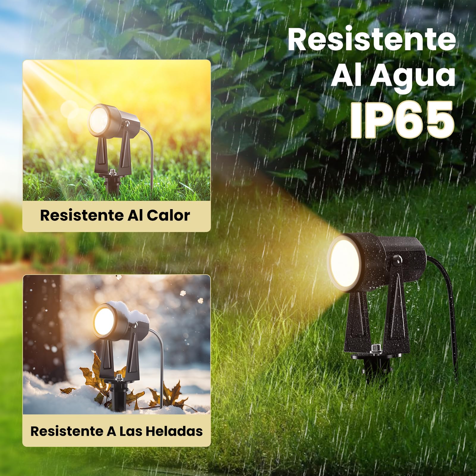 Yuusei Focos LED Exterior 10/31M, Foco Extensible, LED 27V | Blanco Cálido 3000K, IP65 Impermeable Luces Jardin para Decoracion, Senderos, Vallas, Jardines