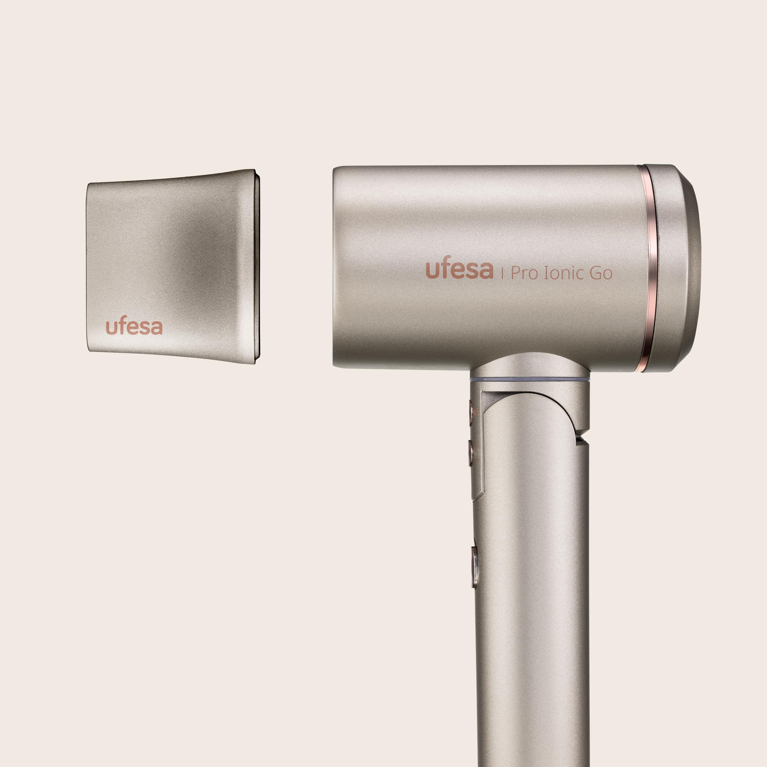 Ufesa Pro Ionic Go – Sèche-Cheveux Professionnel avec Moteur Numérique 105.000 tr/min, Technologie Dual Heat Protect, Ultra Silencieux, Générateur d’Ions et Buse Magnétique, 3 Vitesses, 3 Températures