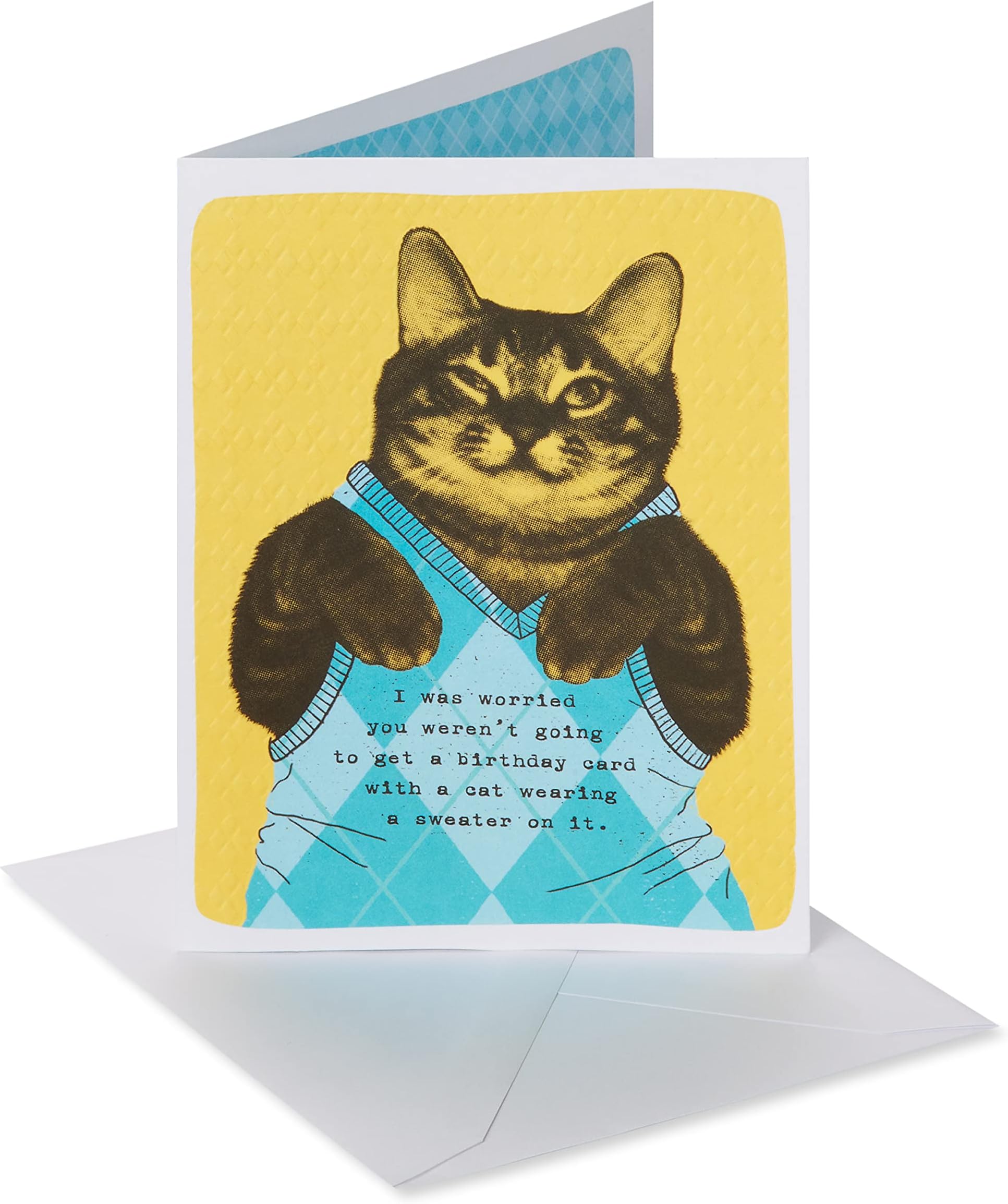 American Greetings Funny Birthday Card (Cat Wearing Argyle Sweater)