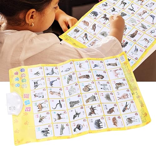 Vista 6 de GLOGLOW Gráficos de pared de aprendizaje interactivos, gráfico de pared electrónico interactivo del alfabeto Bilingüe Inglés y chino cartel