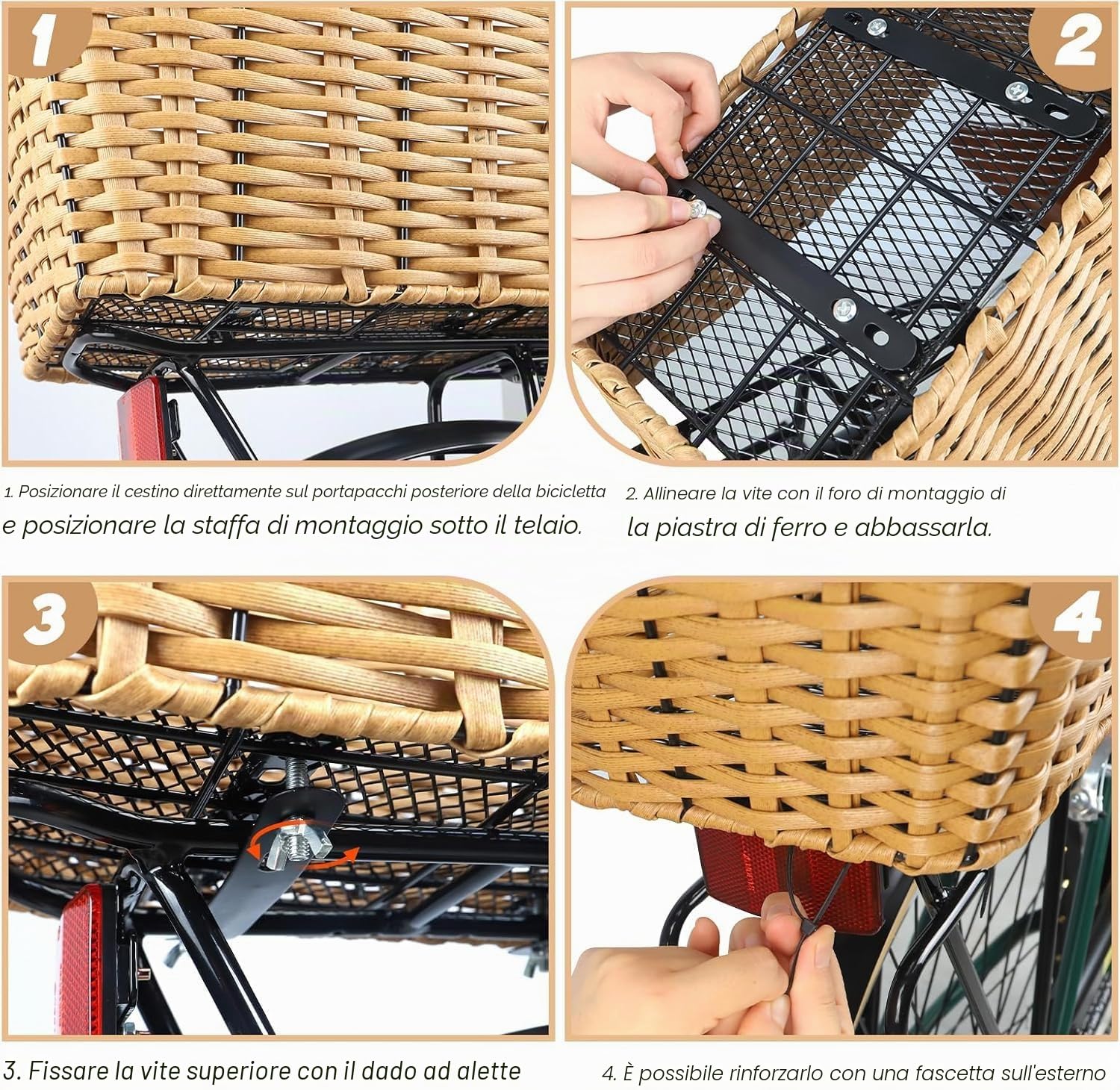 ZUKKA Cestino della bicicletta posteriore tessuto cestino della bicicletta posteriore rimovibile portabiciclette cestino cestino di stoccaggio della bicicletta per il rack posteriore della maggior