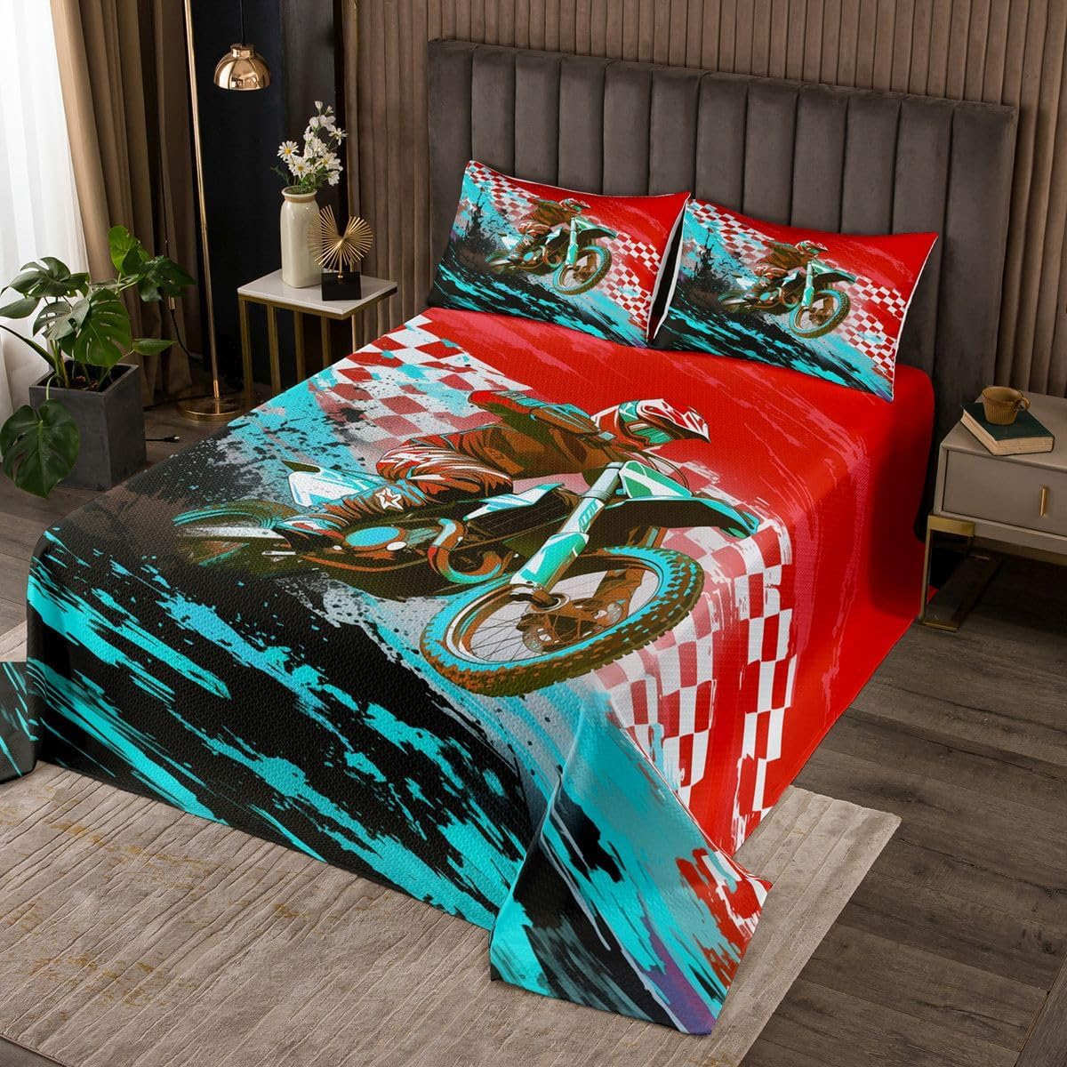 jejeloiu Mermaid Bedspread Quilts Fish Scales Coverlet Set King Size for Kids Boys Girls Rainbow Princess Quilted Coverlet for All Season with 2 Pillowcases Ocean Life Sea Animal Microfiber