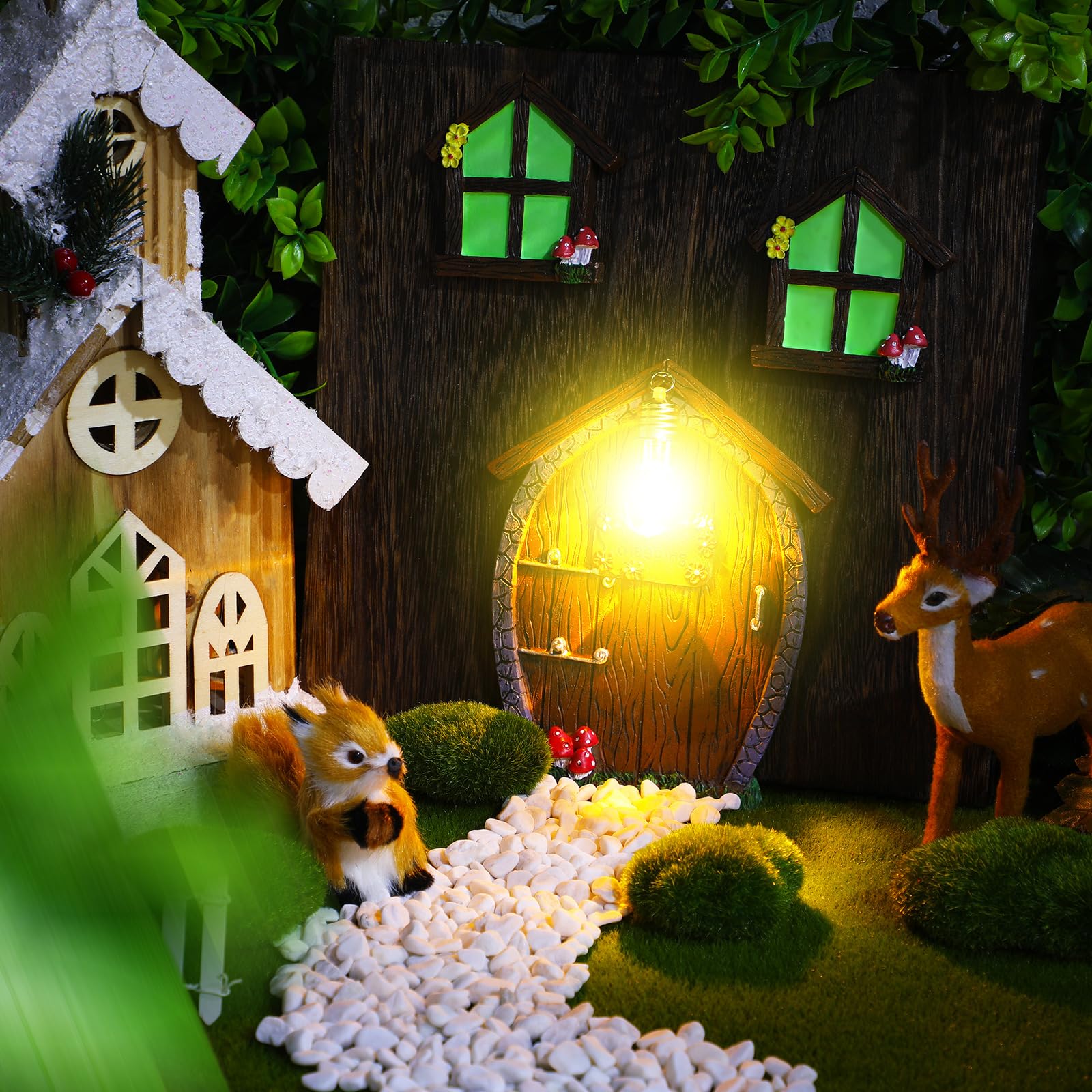 NONDK Dessin Animé En Bois Mini Bricolage Porte Conte De Fées Porte Décoration Jardin Cour Décor Fée Elfe Porte Artisanat Ornement 2 Facile à