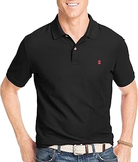IZOD Mens Short Sleeve Pique Polo Shirt Large Black