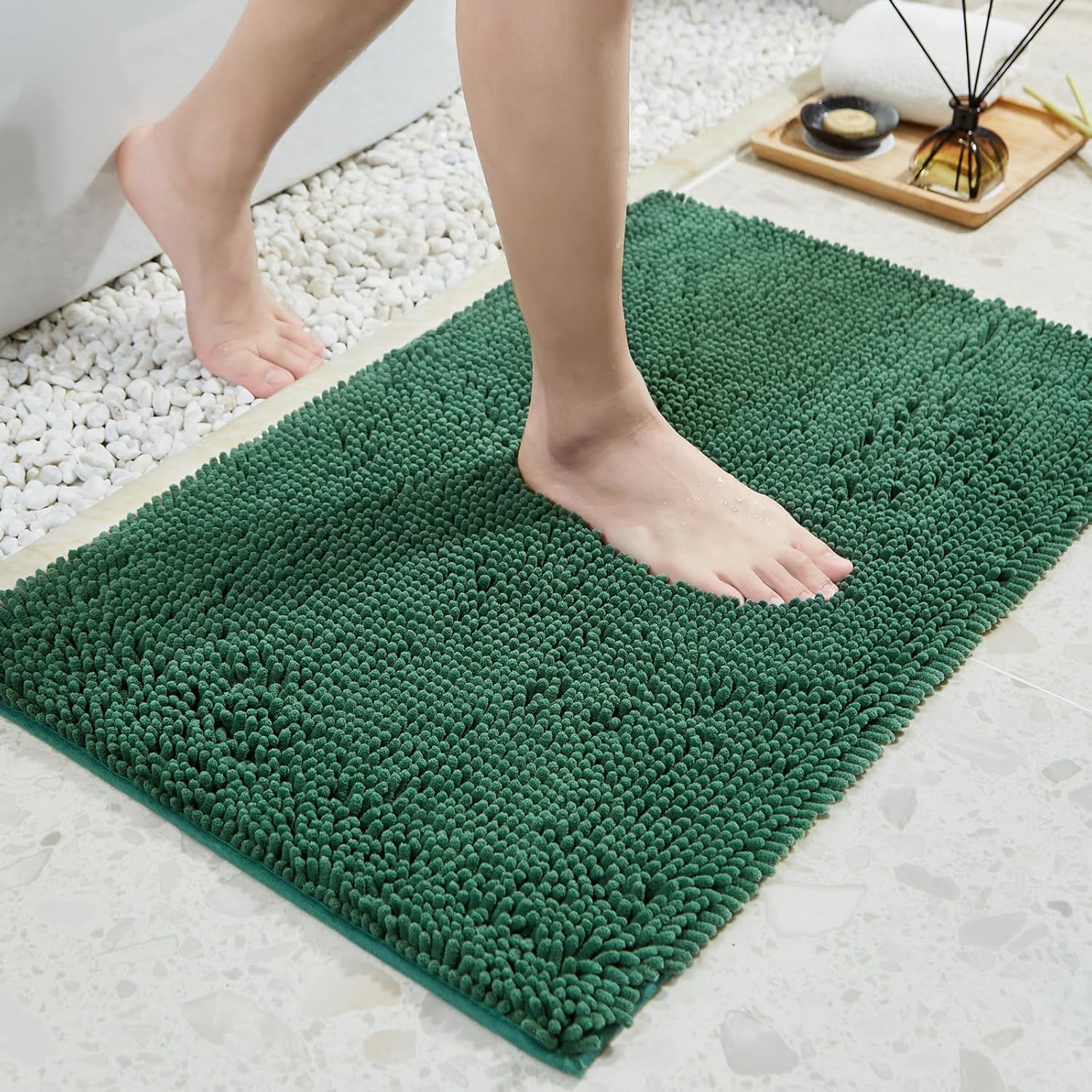 Chenille Soft Plush Bath Rugs for Bathroom, 32"x20" Non
