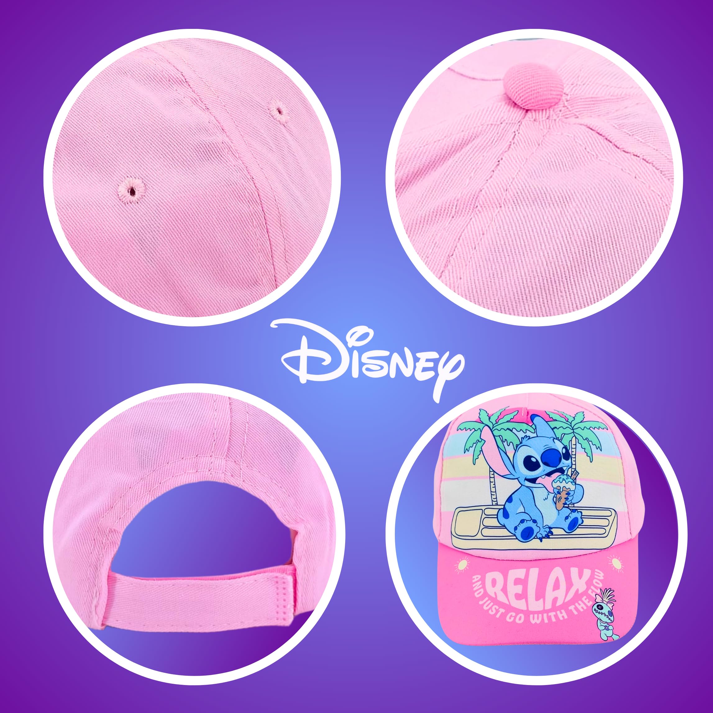 Disney Stitch Gorra y Gafas de Sol para Niñas, Gafas de Sol Protección UV, Gorra de Verano, Gorro de Beisbol Infantil