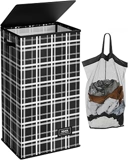SOLEDI Laundry Hamper with Lid 100L Large & Tall Collapsible Laundry Baskets, Clothes Hamper with Bag Removable Easy to Carry, Dirty Hampers for Bedroom, Bathroom, Dorm, College