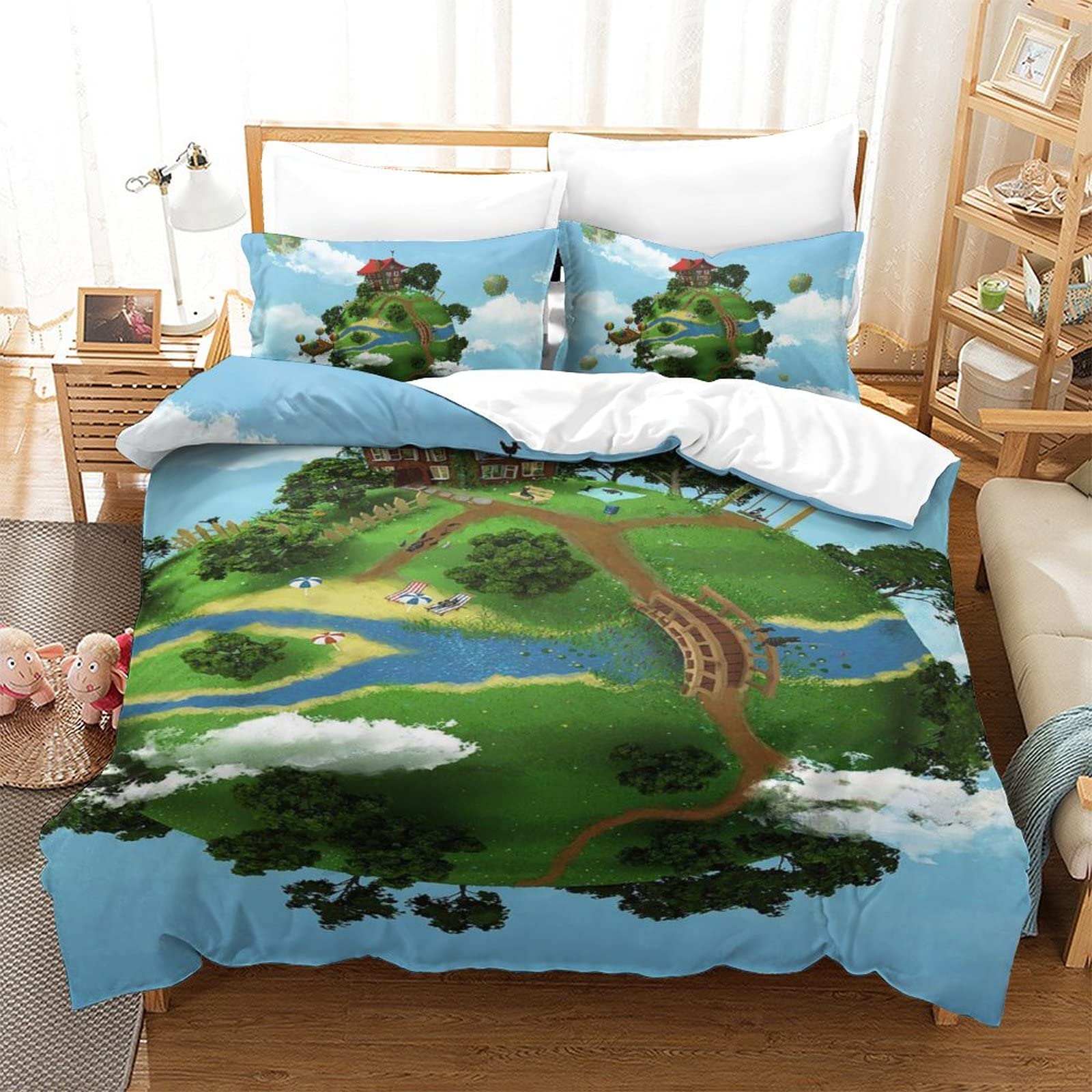 Housse de couette 3D fantasy nature créant une ambiance magique de nuit