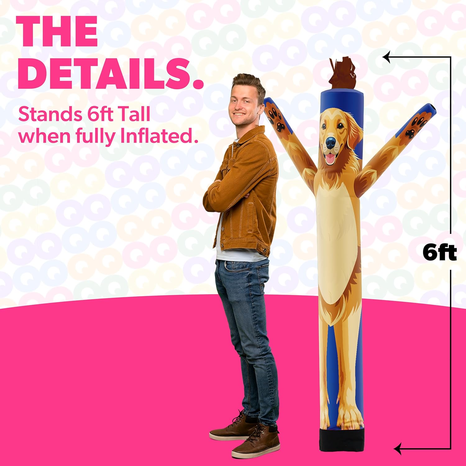 LookOurWay Air Dancers Wacky Waving Inflatable Tube Guy Attachment | 6ft Tall Inflatable Advertising Waving Dancing Man, Blower Not Included | Birthday Theme - Dog