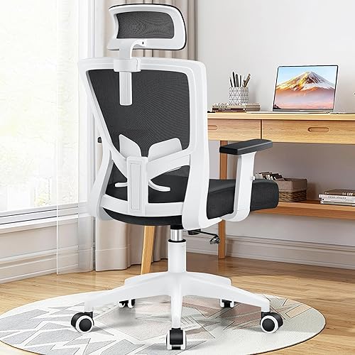 Silla de oficina ergonómica de escritorio, silla de computadora con respaldo alto, silla giratoria de malla con soporte lumbar ajustable,