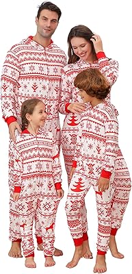 Family Matching Christmas Onesie Pajamas, Hooded One Piece Xmas Pajamas Onesie Adult Pajama Sleepwear