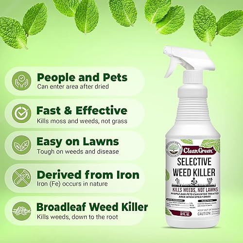 Miniatura 2 de Clean Green - Mata malezas selectivo para césped  Mata malas hierbas, no hierba  32 onzas  Sin glifosato