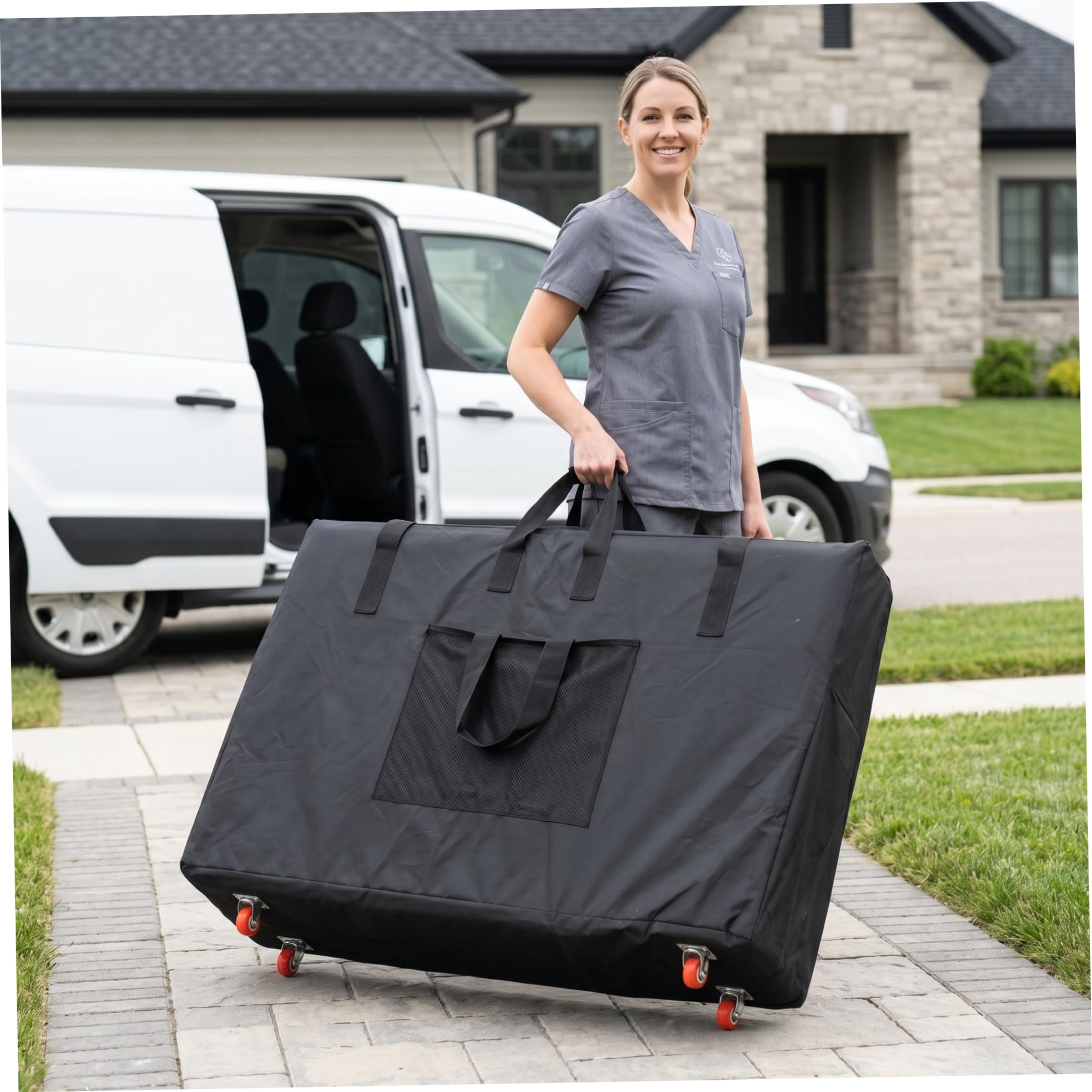 Custodia da trasporto per lettino da massaggio, Borsa per lettino da massaggio con ruote, Custodia da trasporto in tessuto Oxford impermeabile, Zaino/portatile per tavoli pieghevoli - Nero, 31, 50 pol