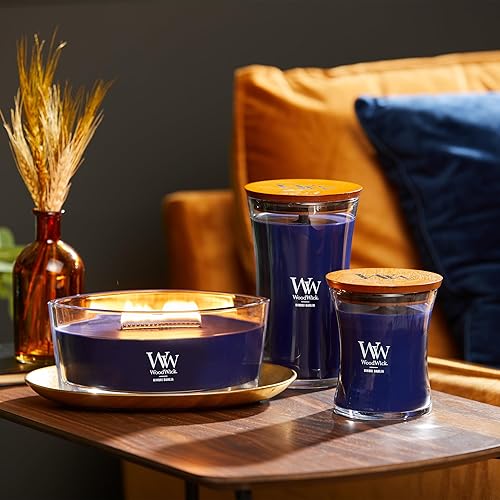 Vista 79 de WoodWick Hinoki Dahlia - Vela mediana en frasco, con forma de reloj de arena, cera de mezcla de soja prémium, mecha de madera Pluswick Innovation