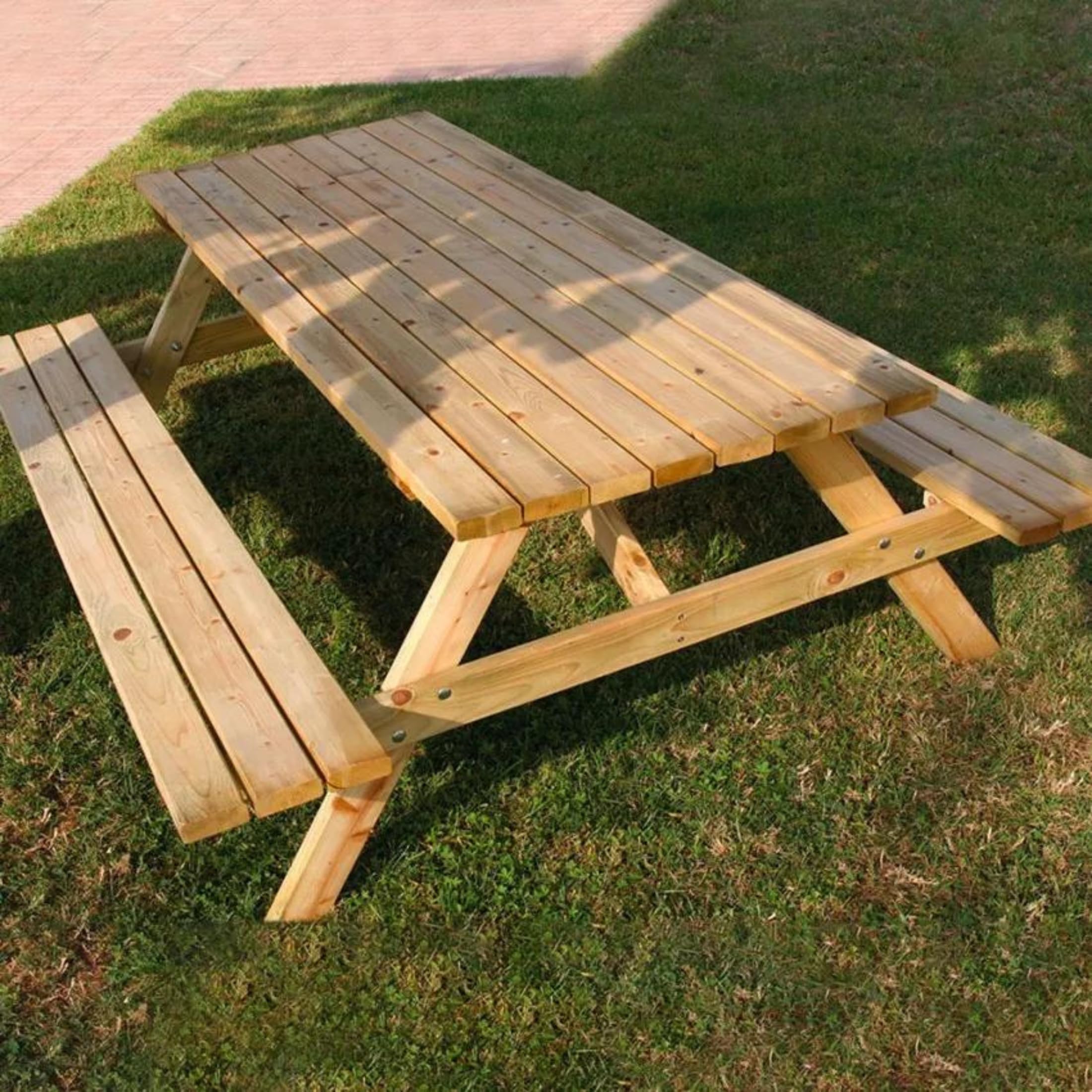Table de pic nic extérieur bois avec bancs intégrés Mondo Viro 180cm