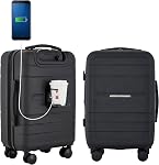 French Connection Unisex St. Martin Carry-on Luggage with Cup Holder/USB Ports Luggage- Carry-On Luggage