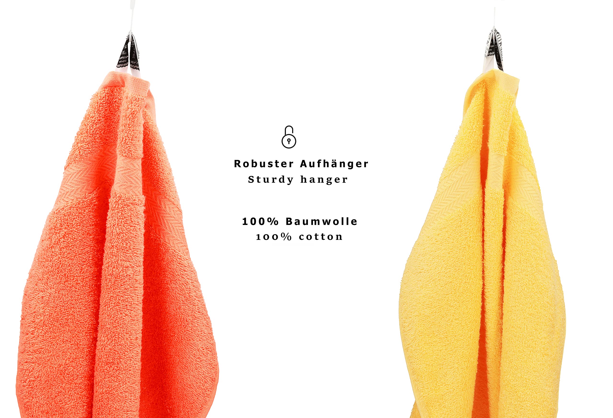 Betz 10-TLG. Handtuch-Set Classic 100% Baumwolle 2 Duschtücher 4 Handtücher 2 Gästetücher 2 Seiftücher Farbe orange und gelb