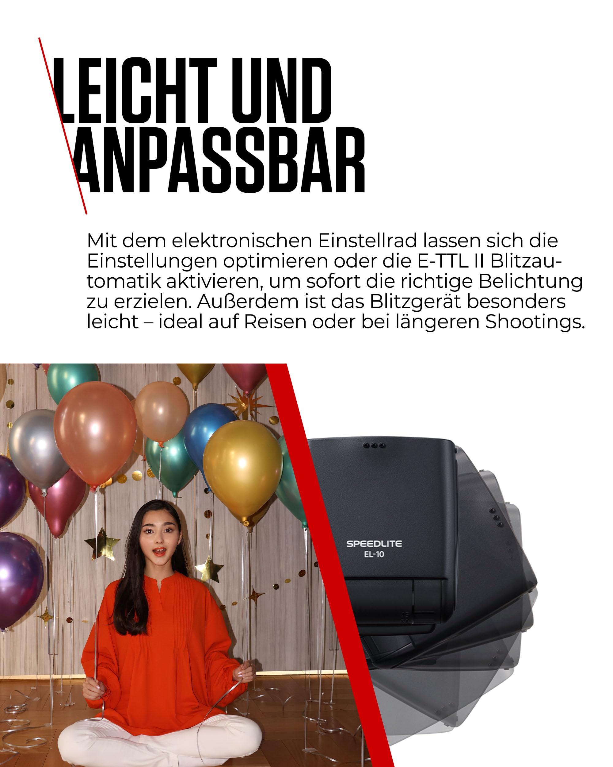 Canon Speedlite EL-10 Blitzgerät (Leitzahl 40, 24-105mm Brennweite, 1,5s Ladezeit, kabellose Steuerung, E-TTL II, Camera Connect, 1/1 bis 1/1024 Leistung, 180° Neigung, Kompatibiltät beachten) Schwarz