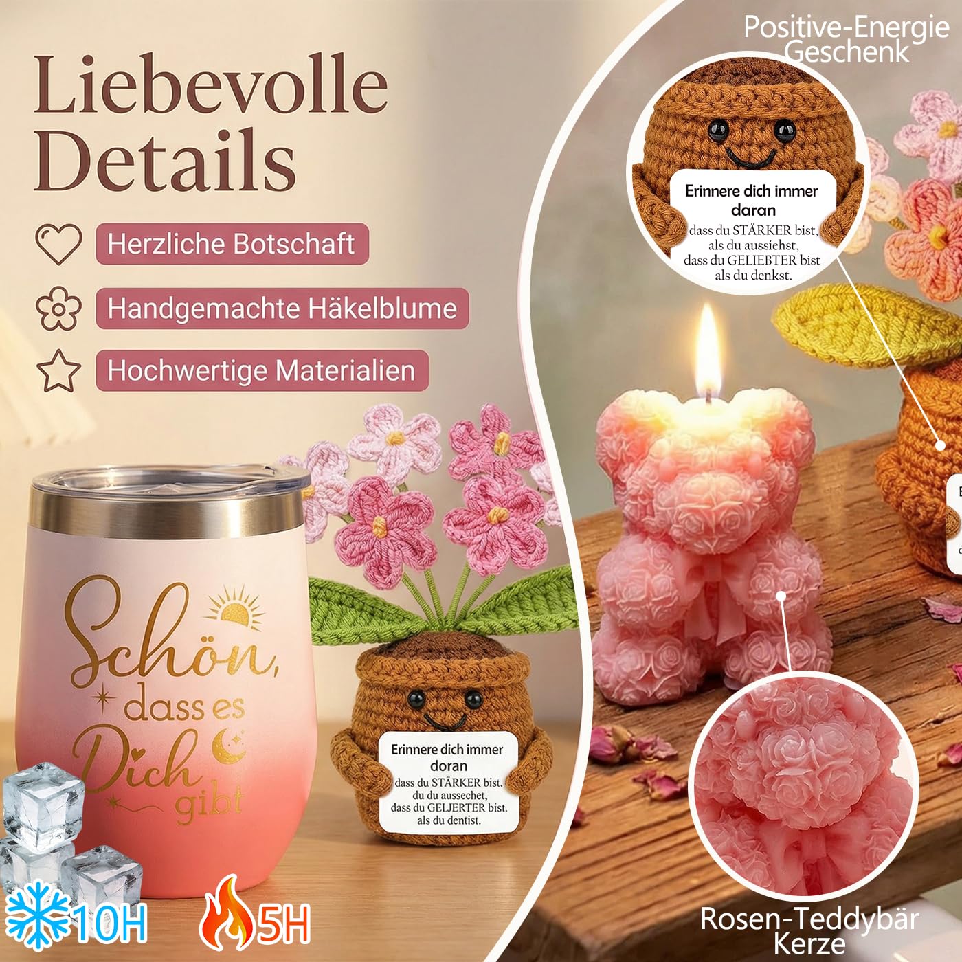 Geschenk für Frauen, Schön dass es Dich gibt Geschenkset, Danke Geschenkbox für Freundin, Schwester, Ehefrau, Mama, Kollege, Mutter Inspirierende Geschenke Geschenkidee für Geburtstag