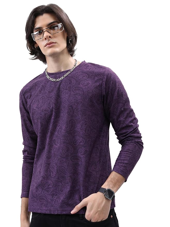 Ketch Men Polyester Relaxed Fit Printed Full Sleeve T-Shirt