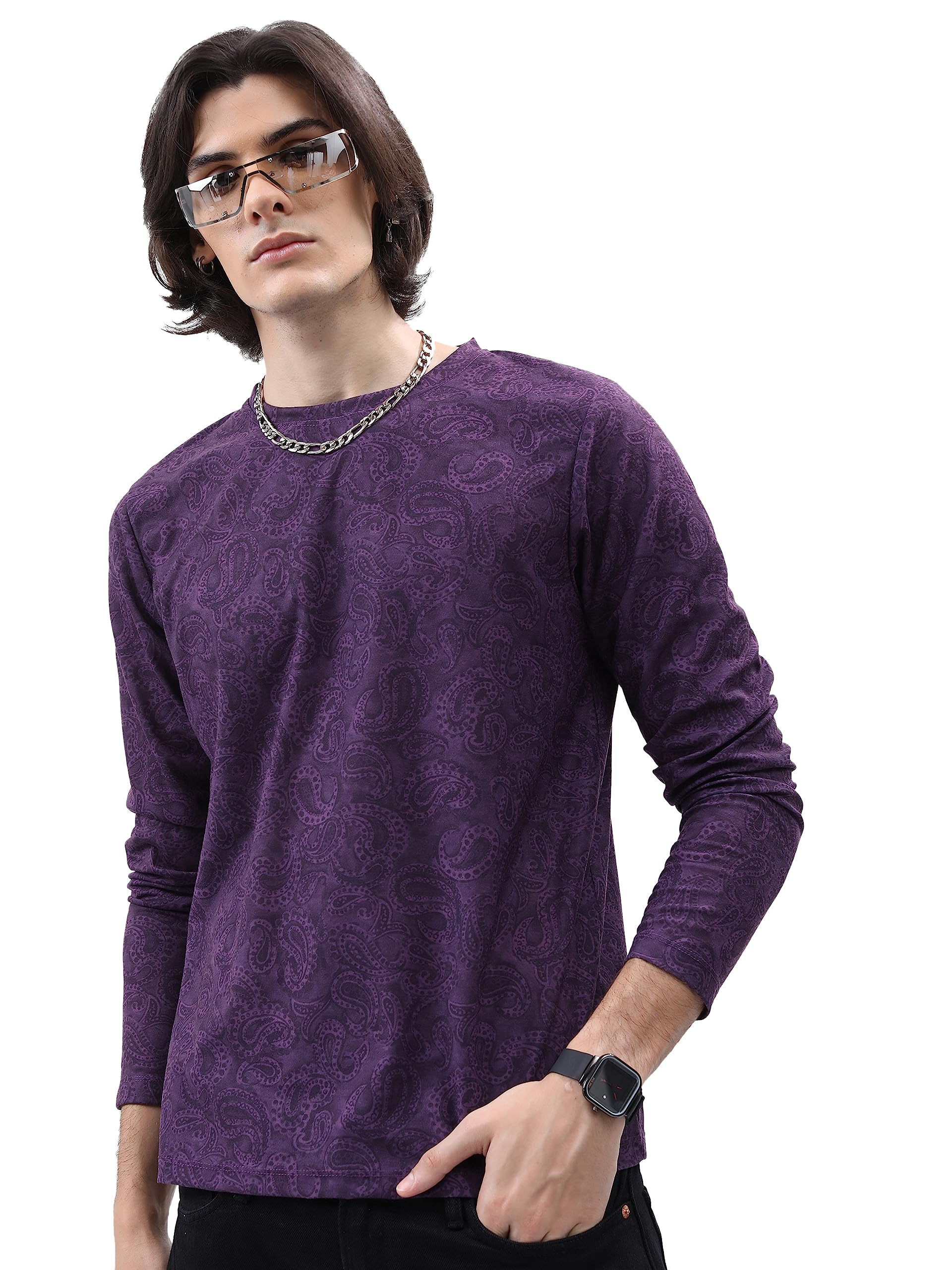 Ketch Men Polyester Relaxed Fit Printed Full Sleeve T-Shirt in multi