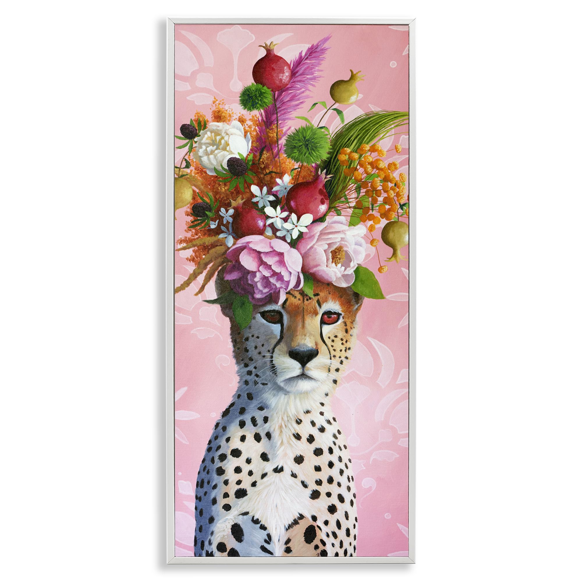 Impression giclée guépard fleurs Stupell cadre blanc Heather Gauthier