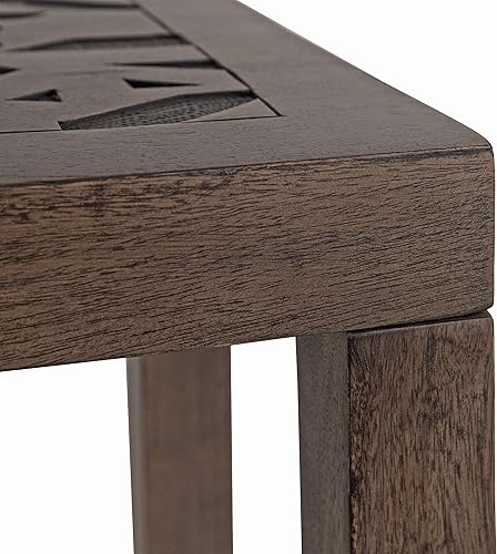 Miniatura 8 de Kate and Laurel Elyria - Mesa auxiliar bohemia grabada, 20 x 14 x 26 pulgadas, color gris, mesa auxiliar moderna para almacenamiento y exhibición