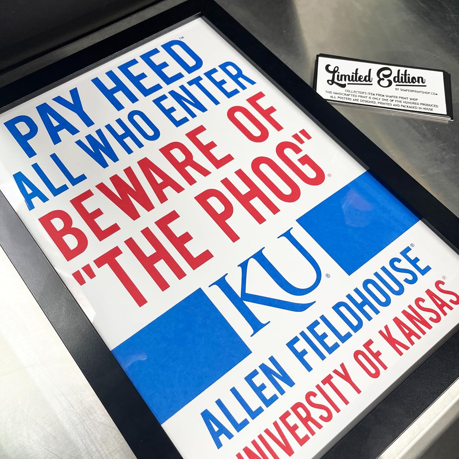 Limited Edition Kansas Jayhawks Beware of the Phog Poster Art Print - Gifts for Jayhawks Fans (Add Black Frame)