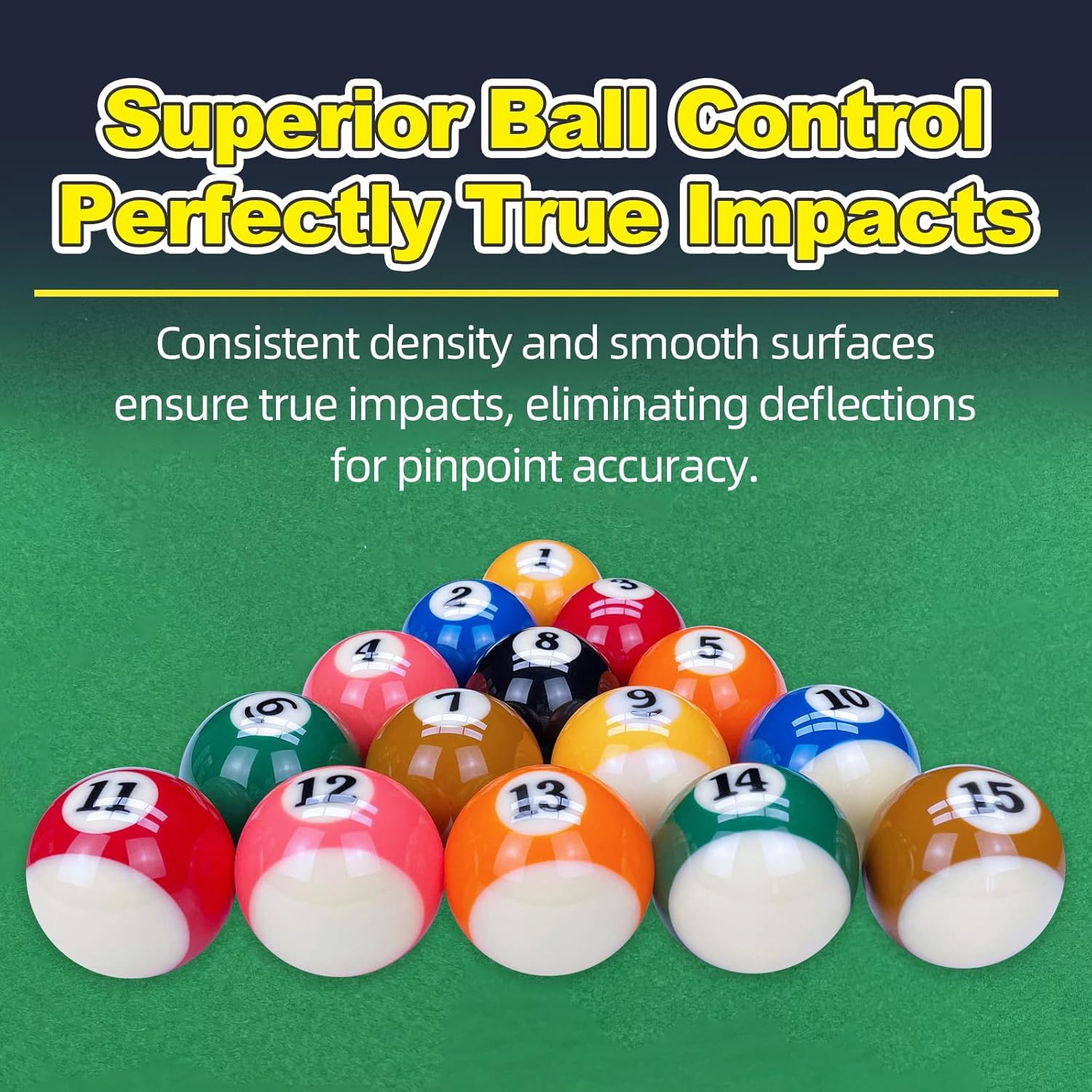 Billiard Balls Set & Training Cue Ball, 2-1/4" Standard Size Premium Billiard Balls, for Tournament, Home Game Rooms & Billiard Halls