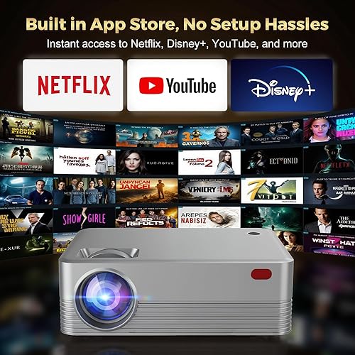 Miniatura 2 de Mini proyector, soporte local 1080P 4K compatible con 8K, proyector con WiFi y Bluetooth, 400 lúmenes ANSI, altavoces integrados, proyector al aire