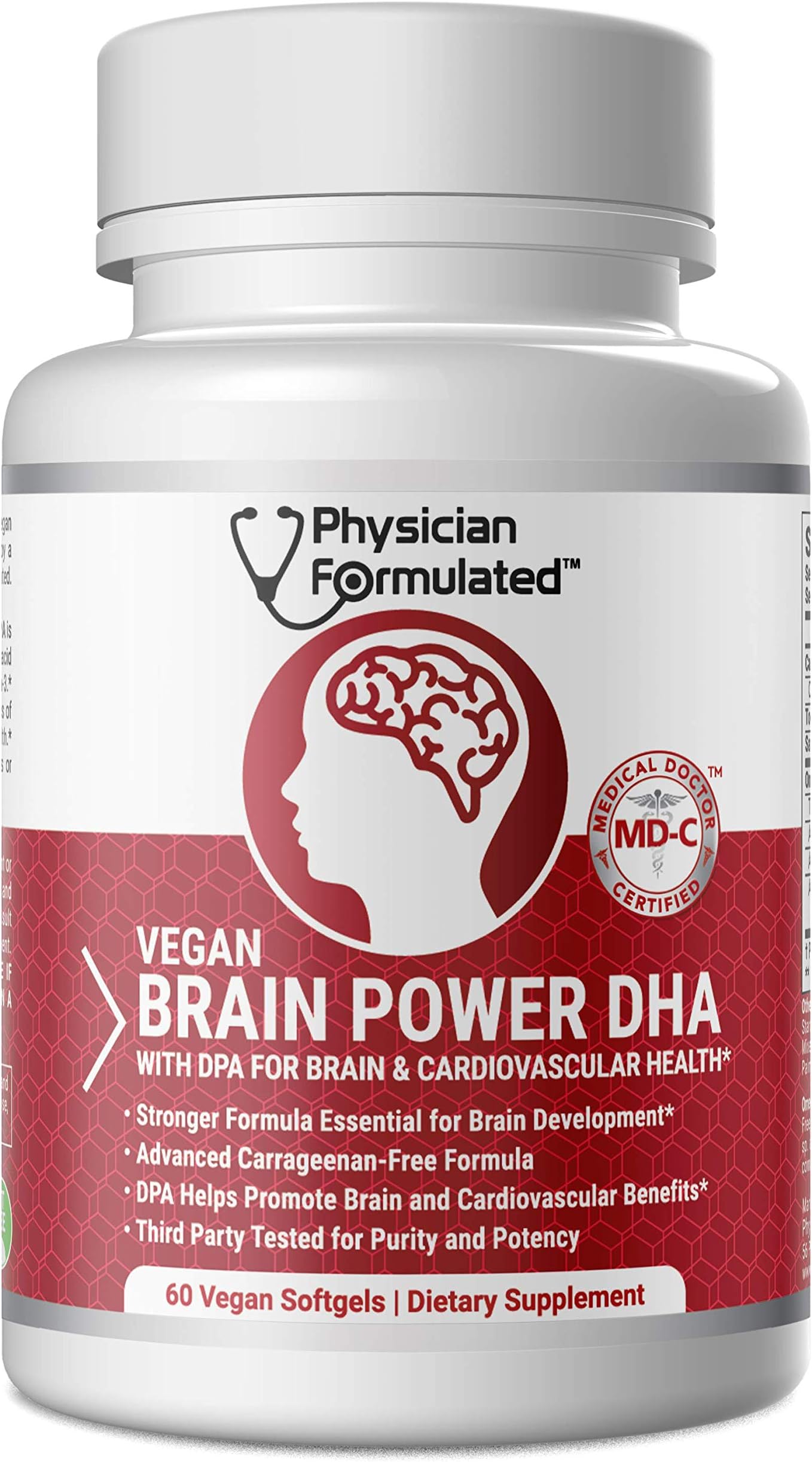 Vegan DHA for Brain and Prenatal 100% Algae Based Omega 3 Essential Fatty Acids with NO Carrageenan, NO Vegetable Oil Plus 2500mcg Astaxanthin