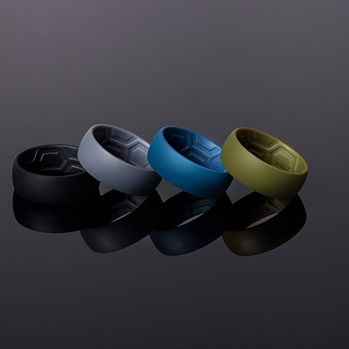 Miniatura 3 de ThunderFit - Anillos de silicona para hombre, diseño de estampado transpirable, paquete de 1, 4 o 7anillos de 516pulgadas de ancho y 332pulgadas de