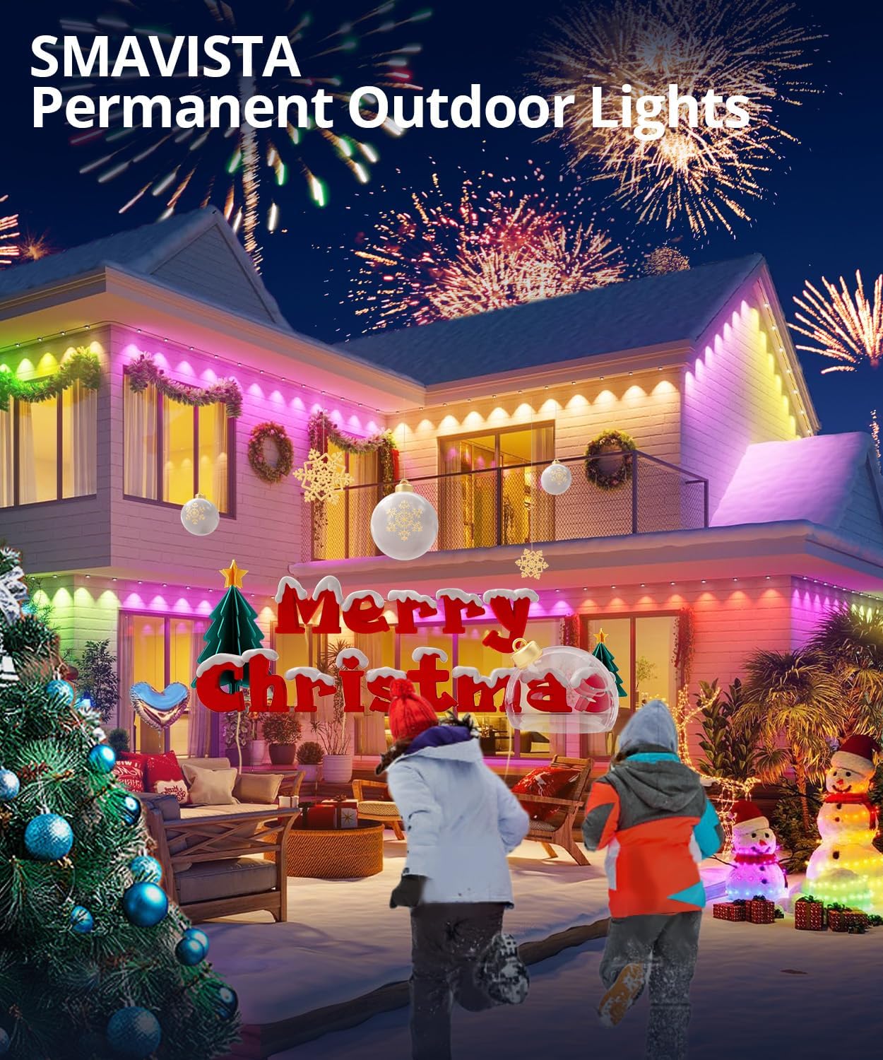 Smart Permanent Outdoor Lights, 200ft with 144 LED RGB String Lights ...