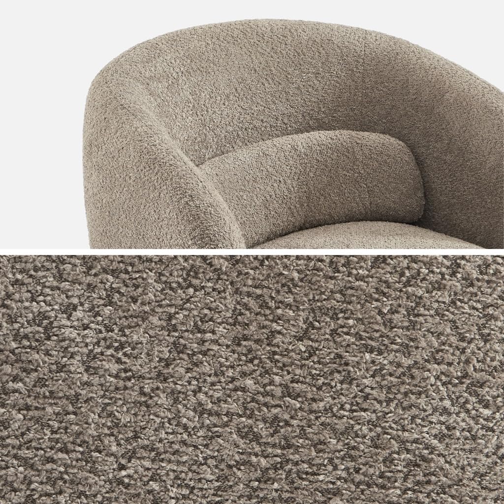 sweeek-Sillón Giratorio 360° en Tela Texturizada con cojín Beige - 76x76x76.5 cm