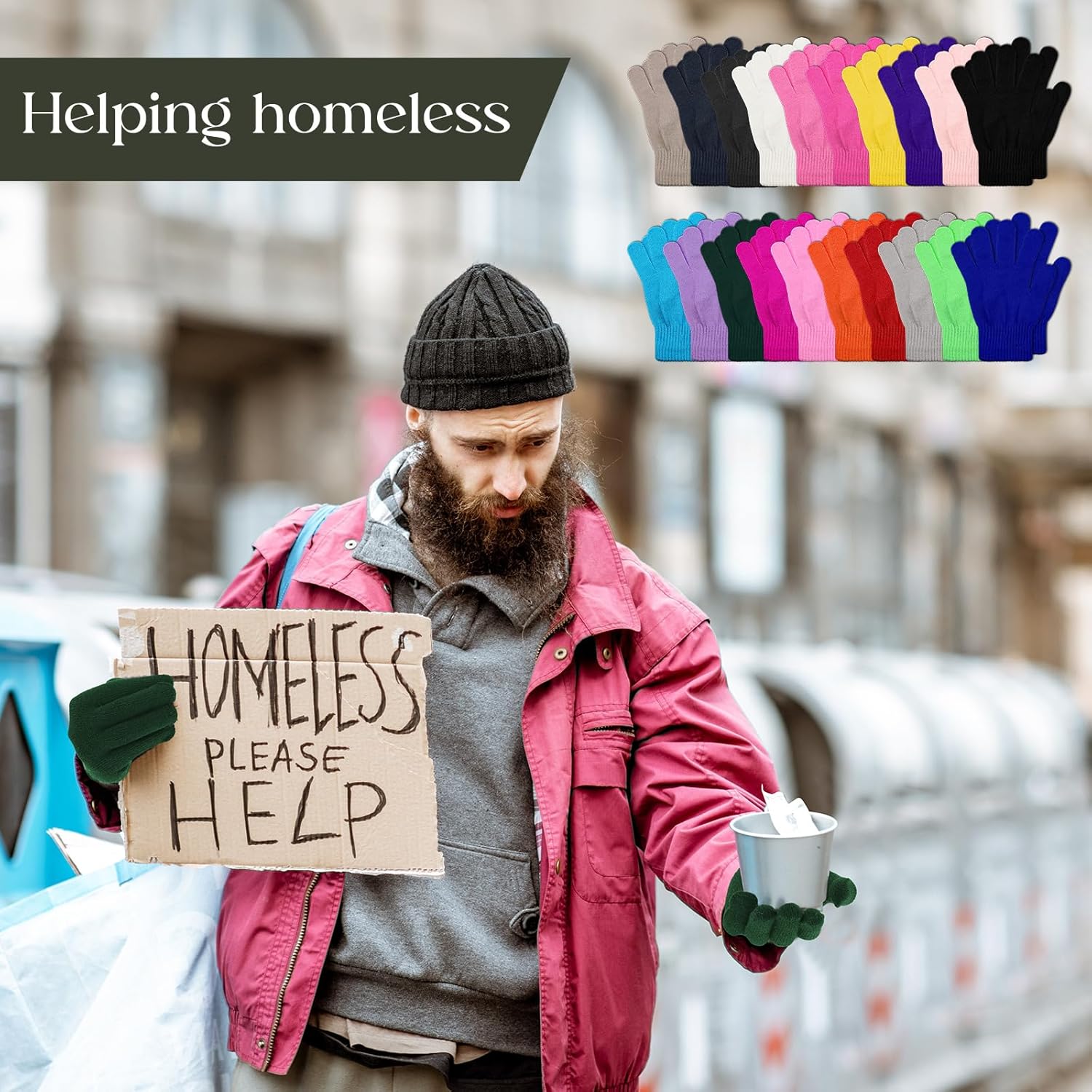 Handepo 300 Pairs Winter Magic Warm Gloves Bulk Stretchy Knit Gloves for Men Women Homeless Cold Weather Gift - Image 4