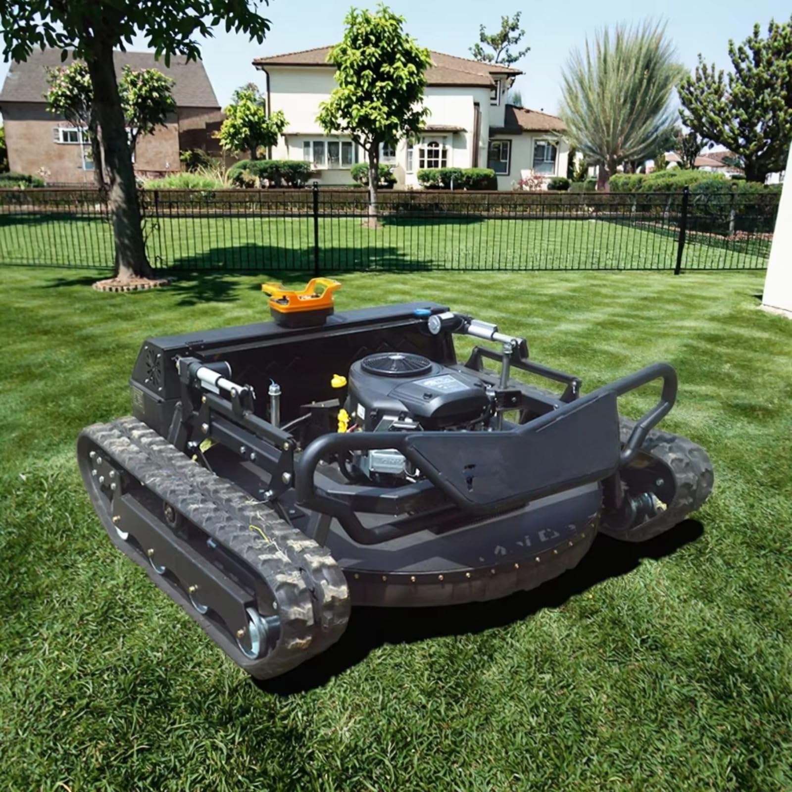 Cortacésped autopropulsado todo terreno para corte de césped resistente | Cortacésped todo terreno con orugas para granjas y campos con motor potente, ancho de corte amplio y larga vida útil