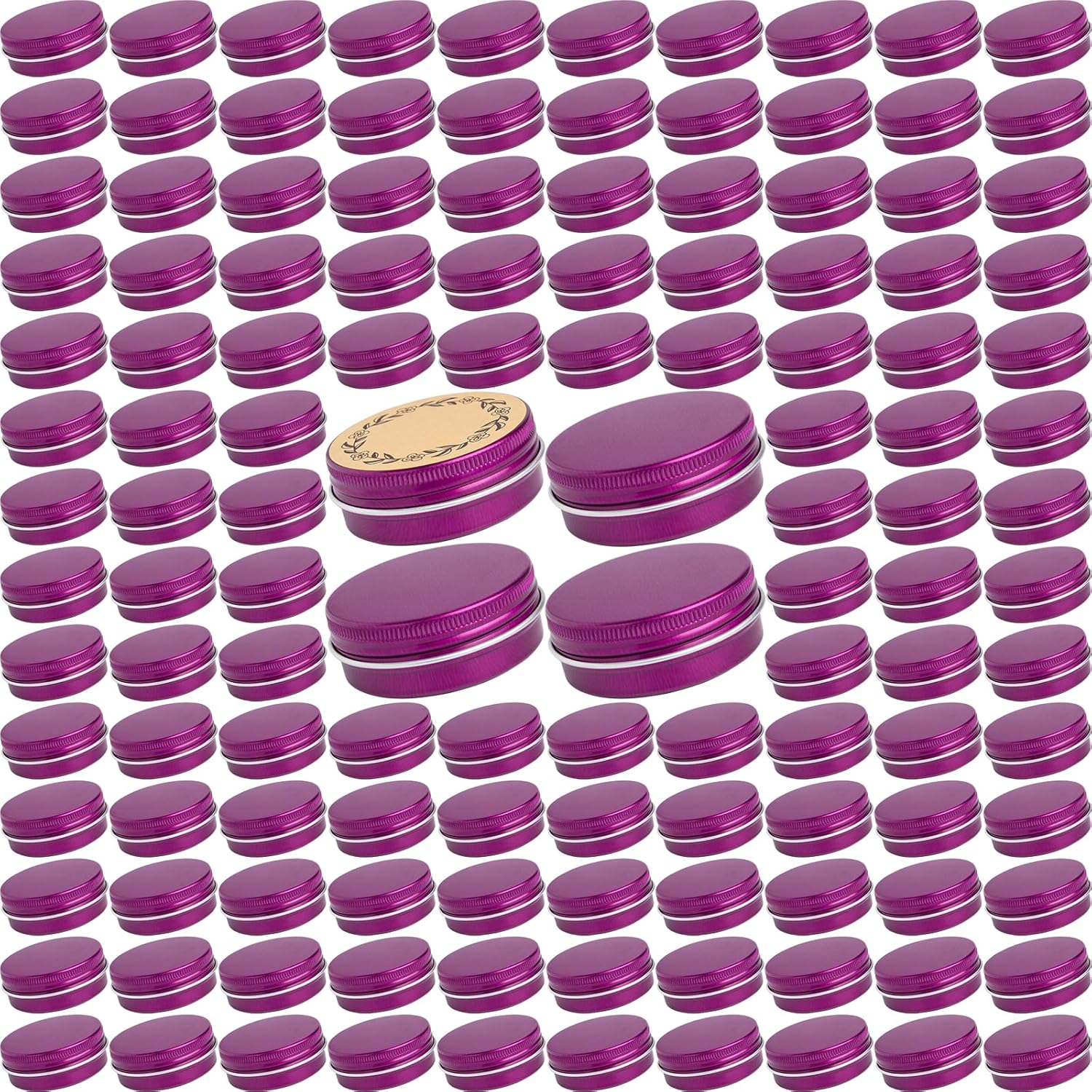 270pcs 1 oz / 30ml Bulk Packaging Screw Top Aluminum Tin Jar with Screw Lid and Blank Labels (Purple)