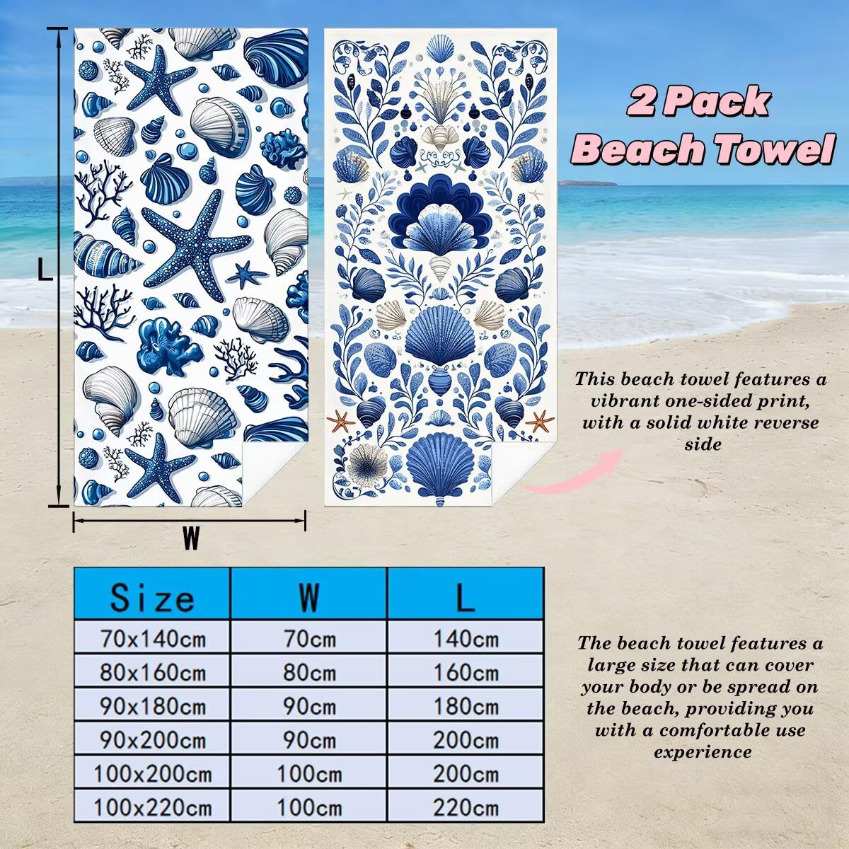 Ręcznik plażowy z mikrofibry, zestaw 2 dużych ręczników kąpielowych 90x180 cm, szybkoschnący ręcznik kąpielowy, ręczniki plażowe, sportowe ręczniki z mikrofibry do podróży -3838