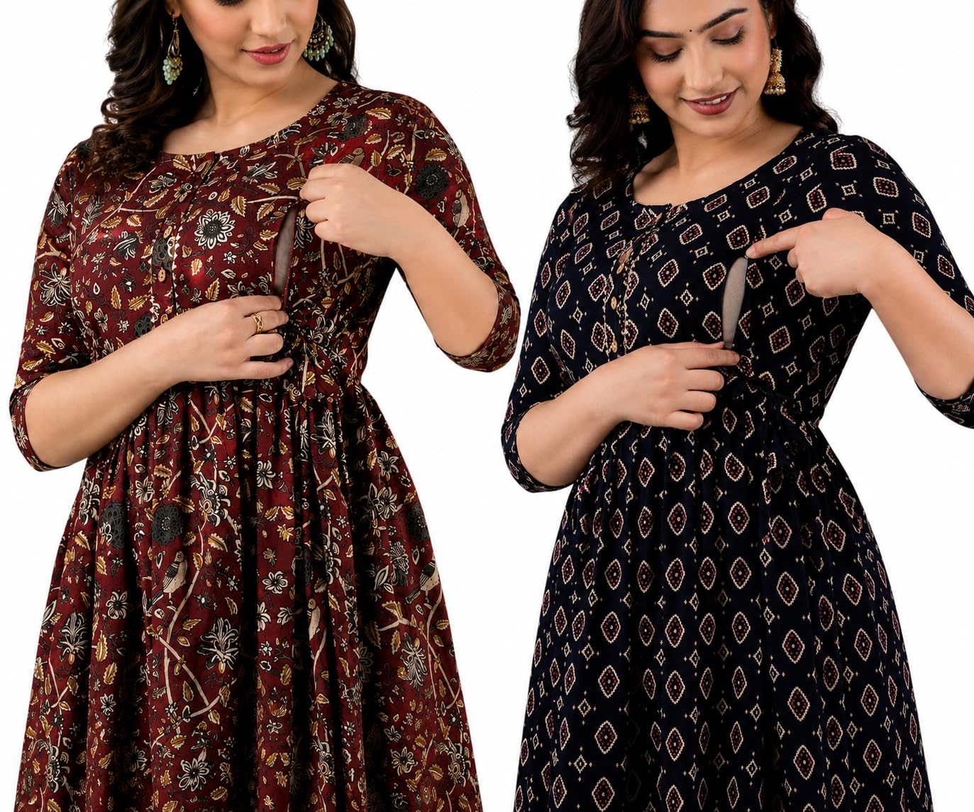 Women's Maternity Kurti for Feeding Zippers |Easy Breastfeeding Kurti for Nursing Pre and Post Pregnancy (Combo of 2 Kurti)-picture-17