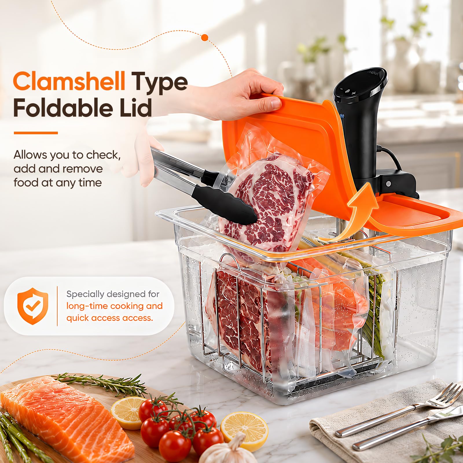 Sous Vide Behälter 12L Sous Vide Container mit Deckel BPA-frei | Sous Vide Set mit Thermohülle und Rack transparenter Garbehälter für Sous Vide Stick Fisch Fleisch Gemüse und Familienküche