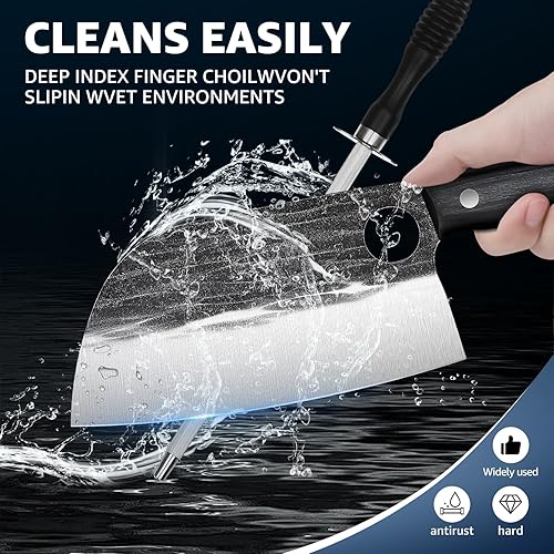 Miniatura 6 de TIVOLI Juego de cuchillos de carnicero profesional para procesamiento de carne, 7 piezas de acero de alto carbono forjados a mano, juego de