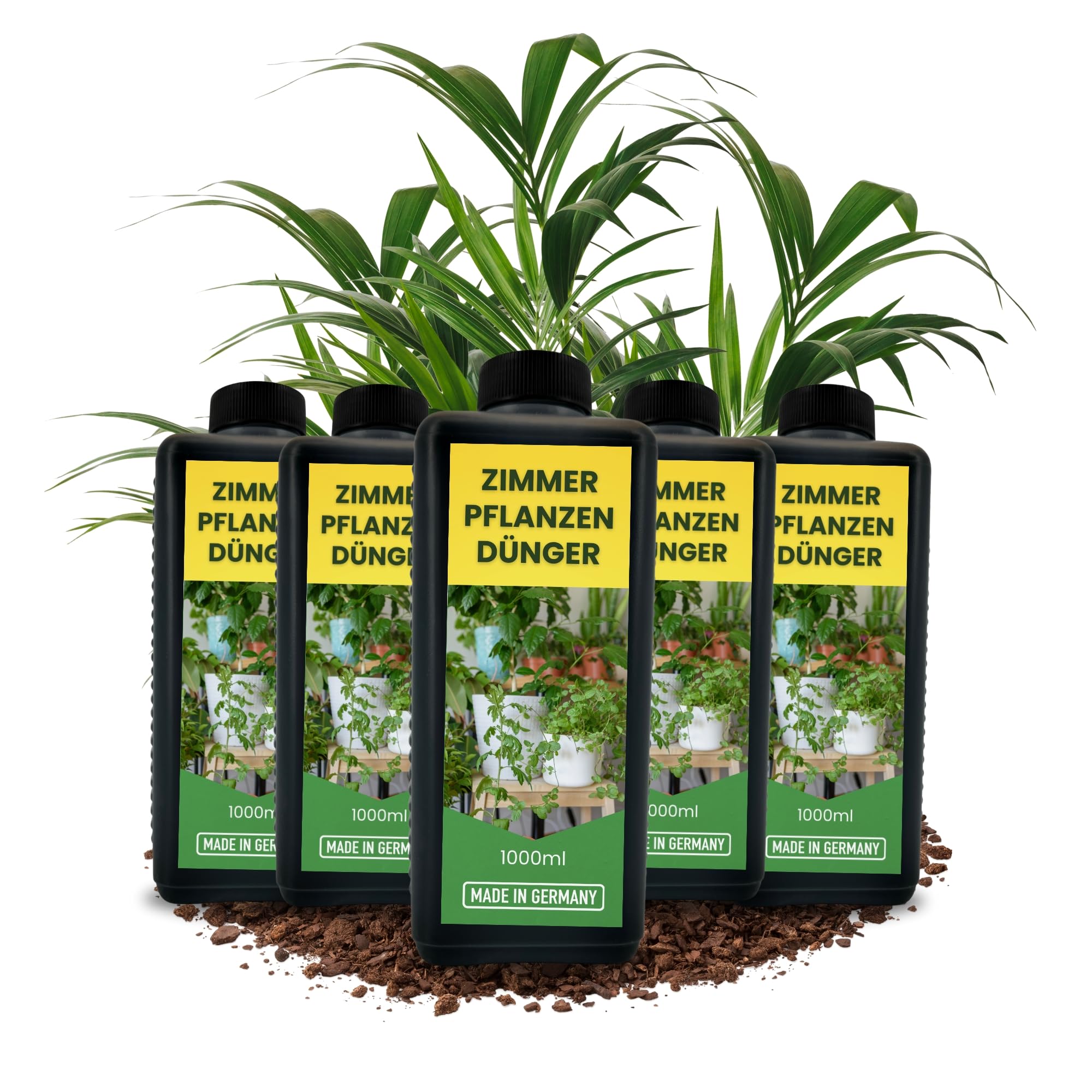 TronicXL Fertilizante líquido para plantas de interior, 5 L, fabricado en Alemania, universal, 5000 ml, 5 x 1 litro, abono para plantas de interior, abono para plantas verdes, crecimiento de hojas y